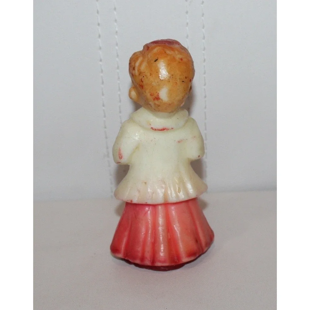 set of 5 vintage choir boy caroler candles red white wax Christmas
